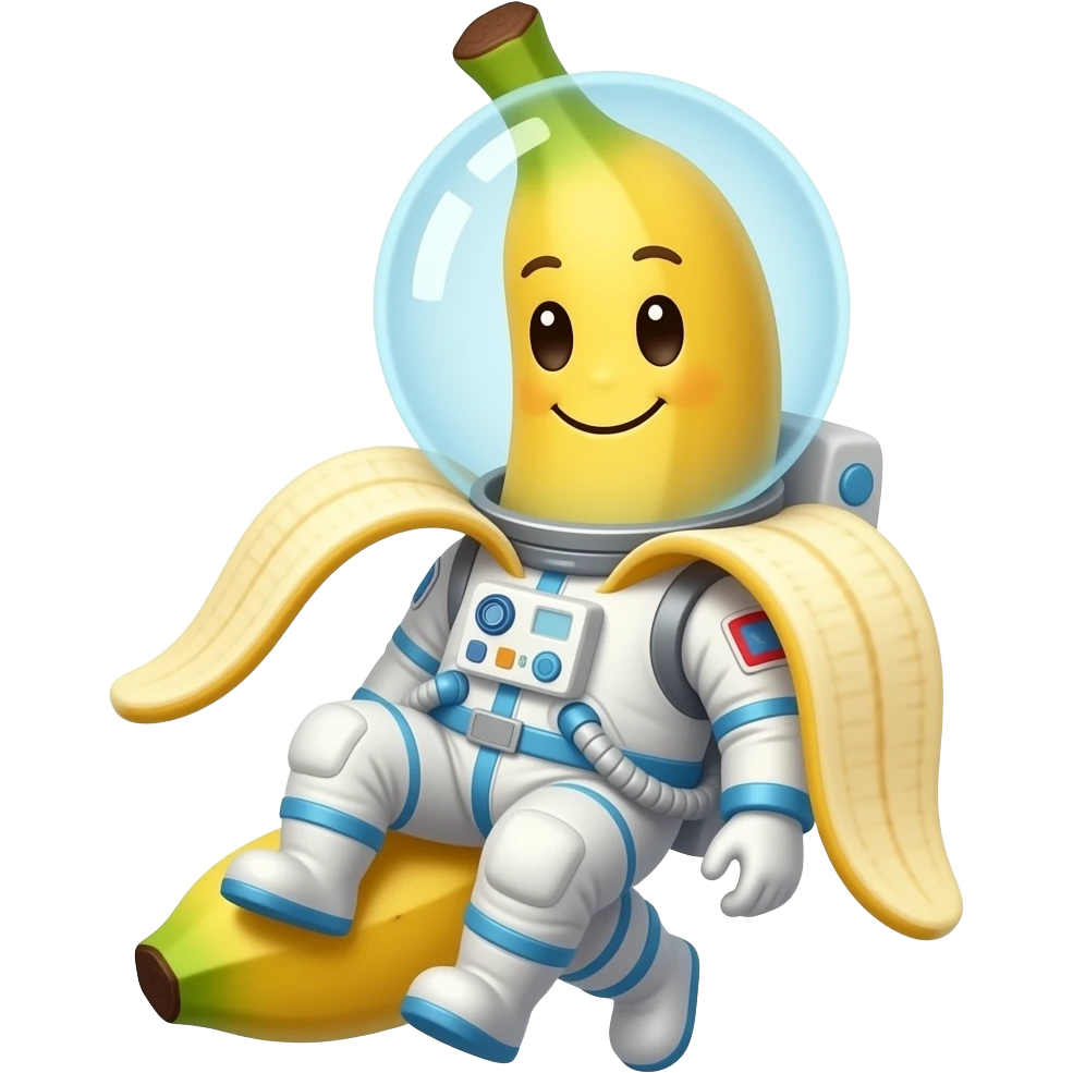 The emoji depicts a smiling space banana in a spacesuit. emoji