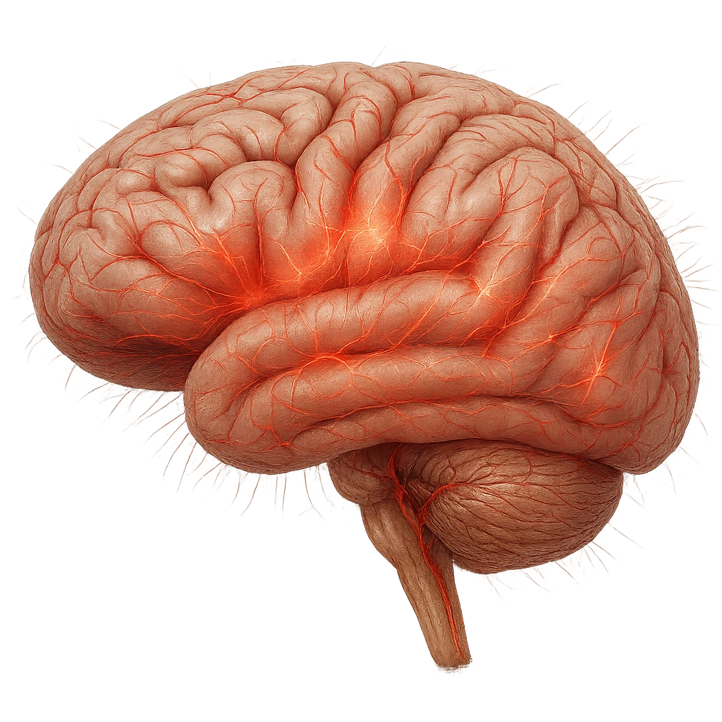 cervello umano anatomico con stress, iperrealistica 4k emoji