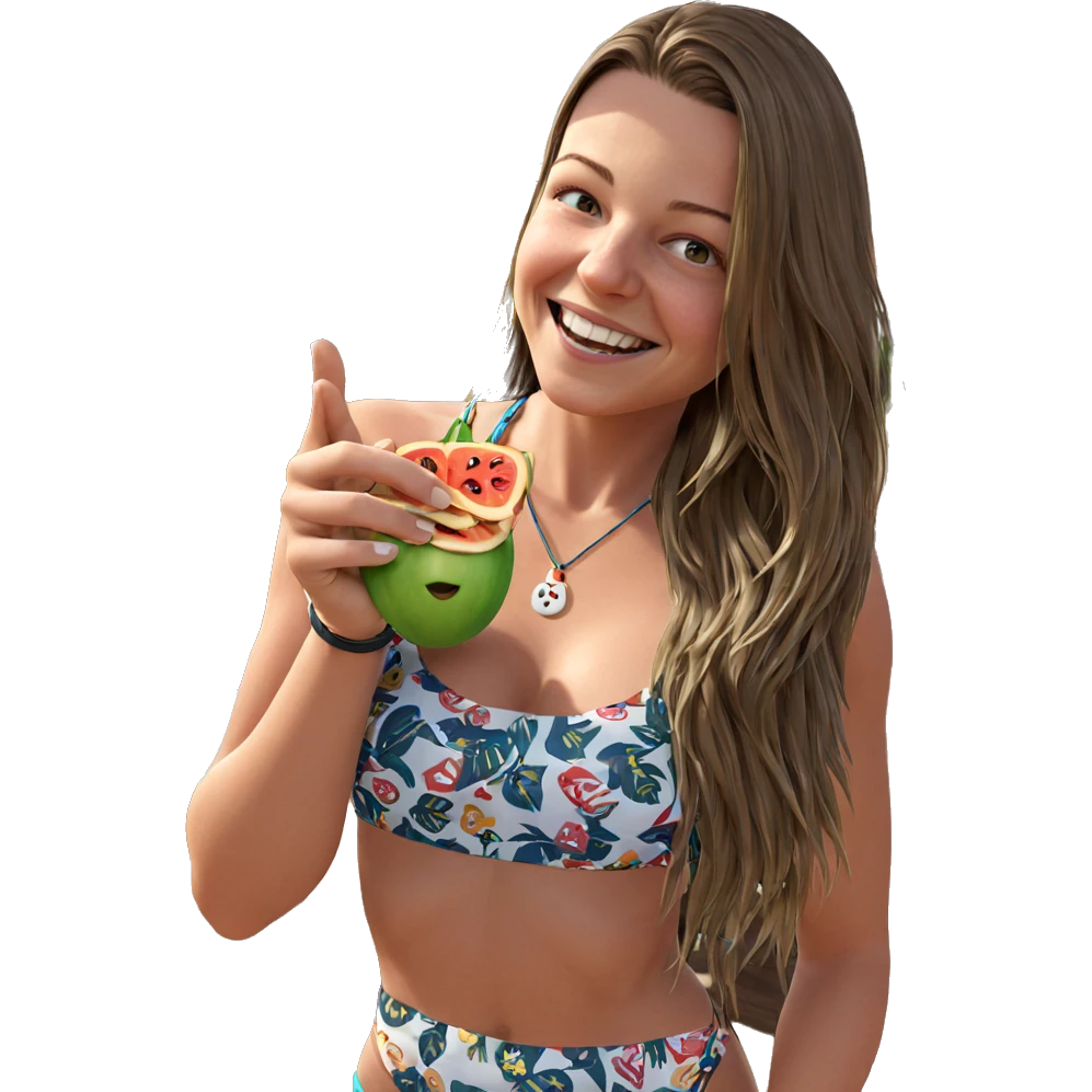 smiling girl in bikini outdoors emoji