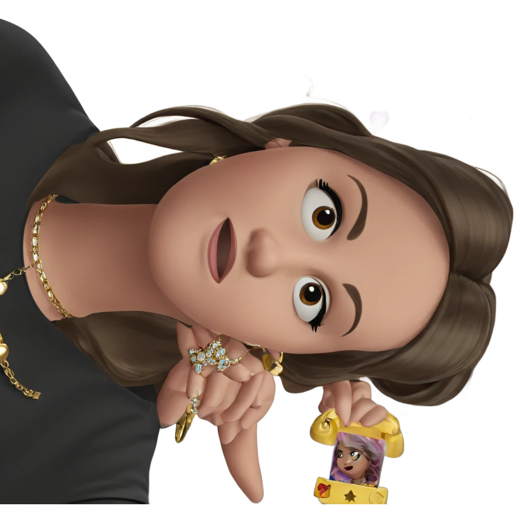girl with jewelry and phone emoji