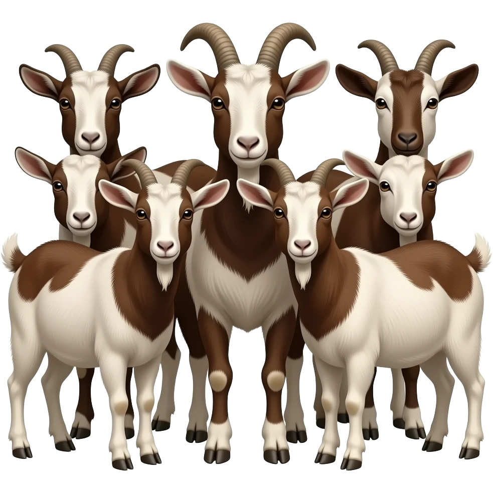 hazme siete cabritas juntas con manchas marrones realistas emoji