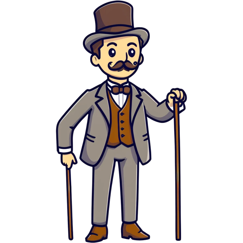 old elegant Victorian man with mustache and cane emoji
