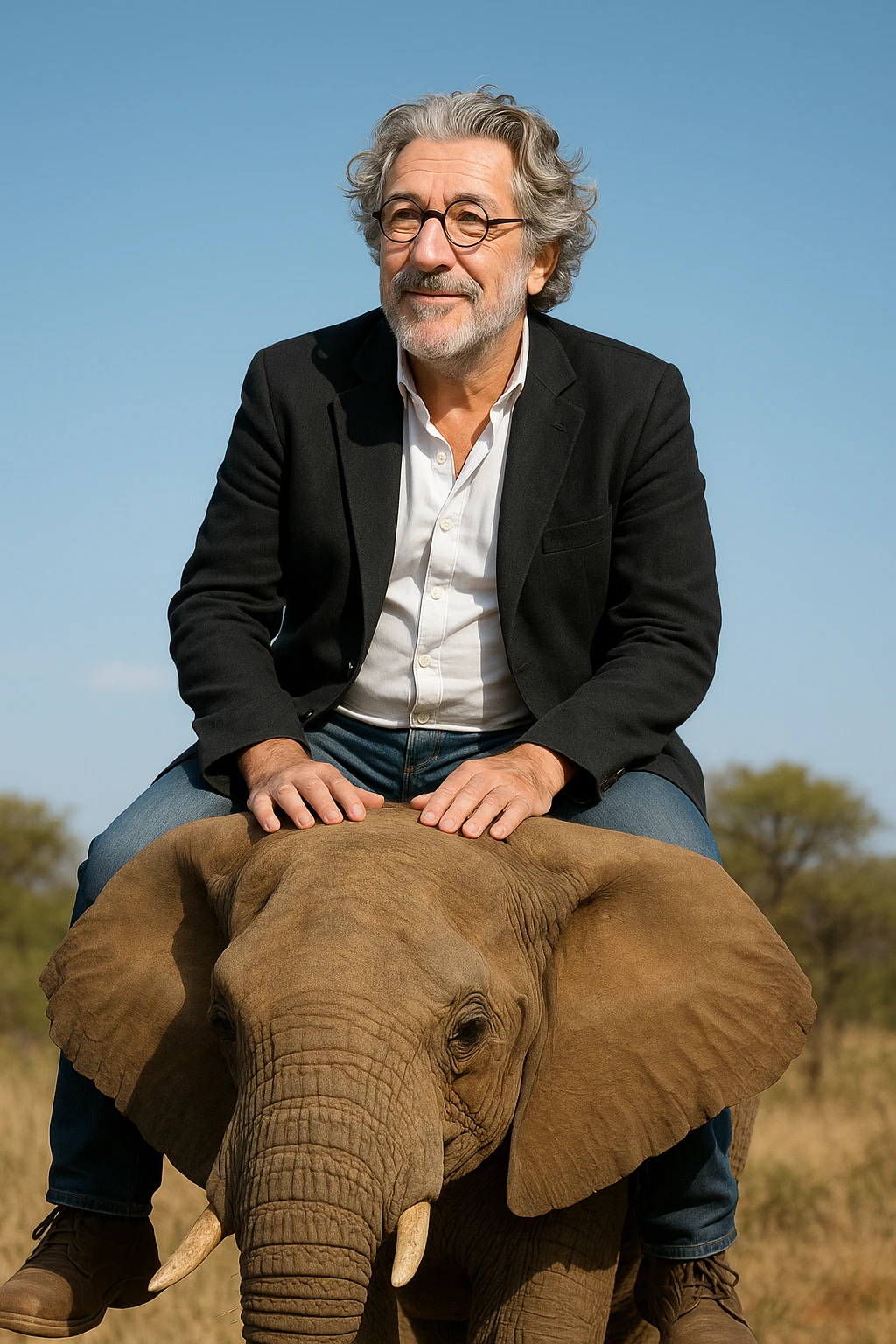 Alain chabat sur un éléphant  emoji