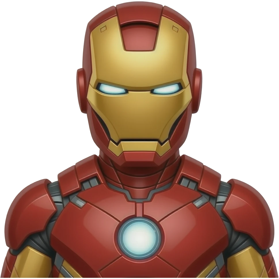 iorn man in fully red iron man suit with black  eyes emoji