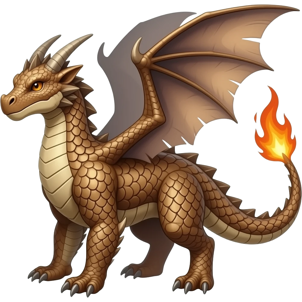 Guilmon-Charizard-Wickerbeast-Vernid-animal-hybrid-creature, full body emoji