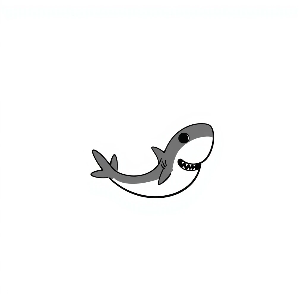 a shark in hand-drawn doodle style, black lines only emoji