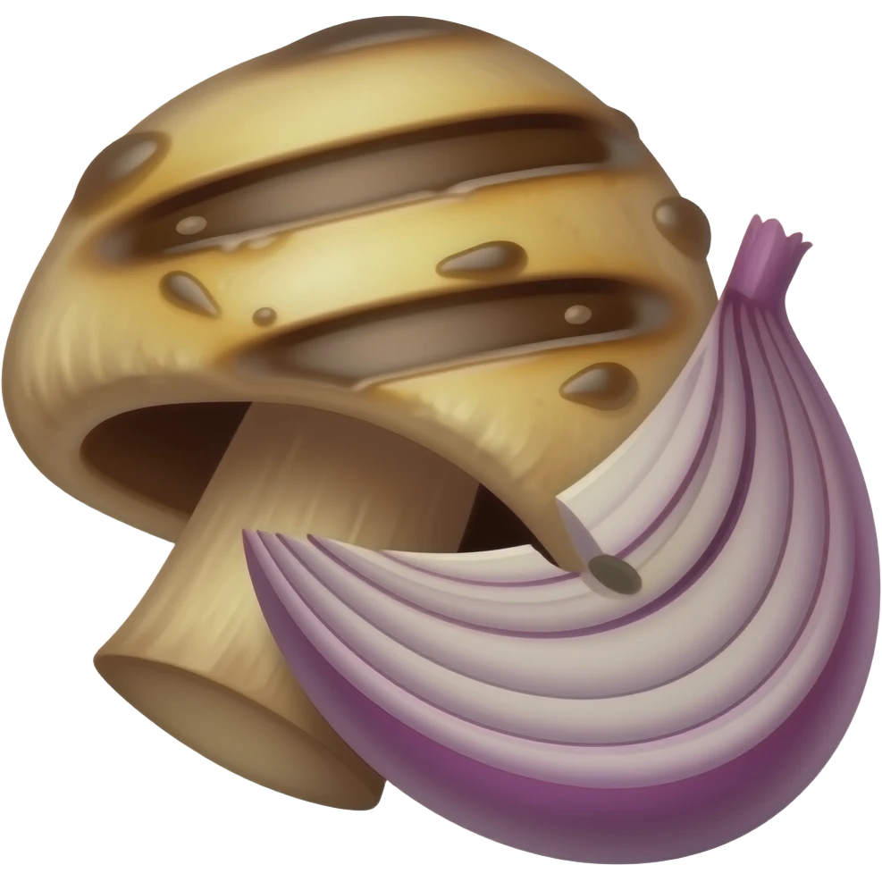 chopped grilled mushrooms and onions emoji