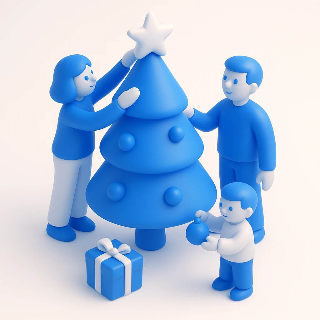 people decorating a Christmas tree emoji
