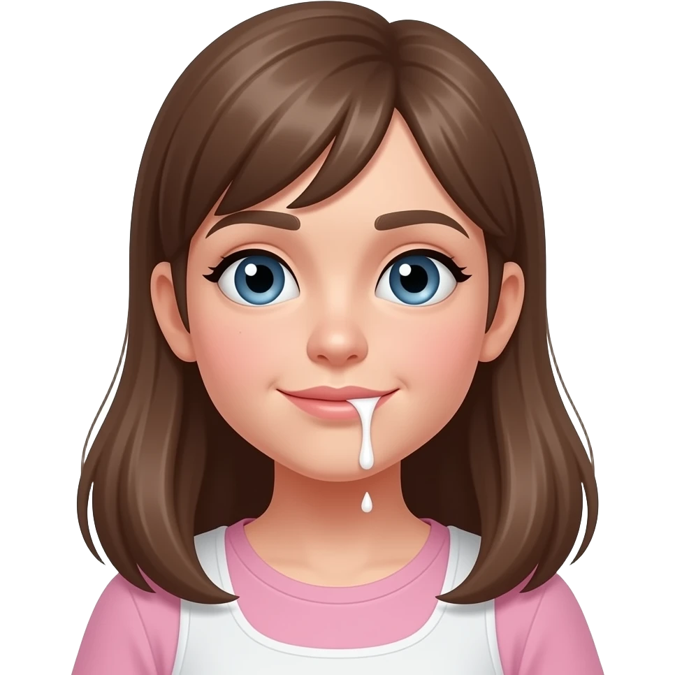 A girl drooling milk down her chin emoji