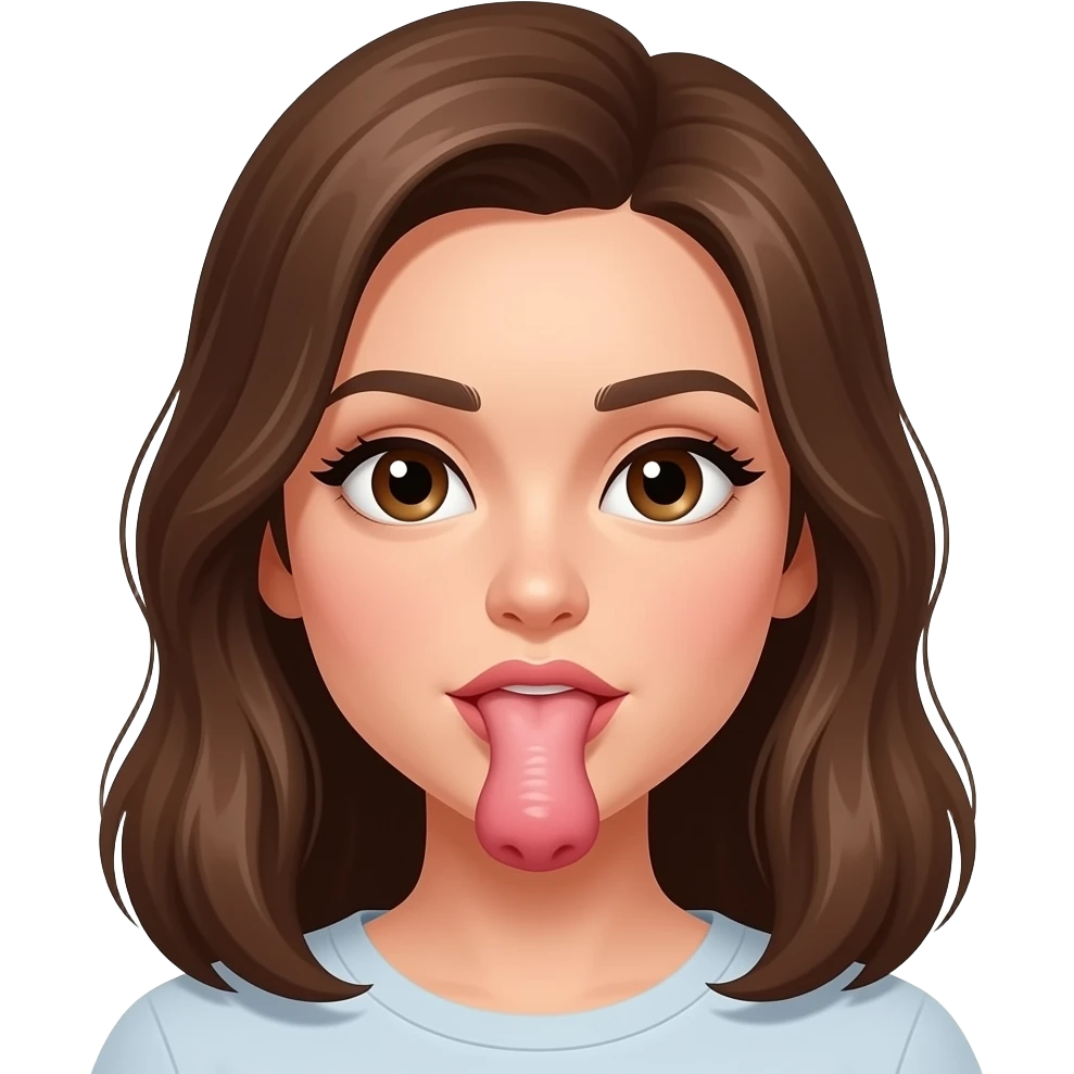 A woman sucking on a dick emoji