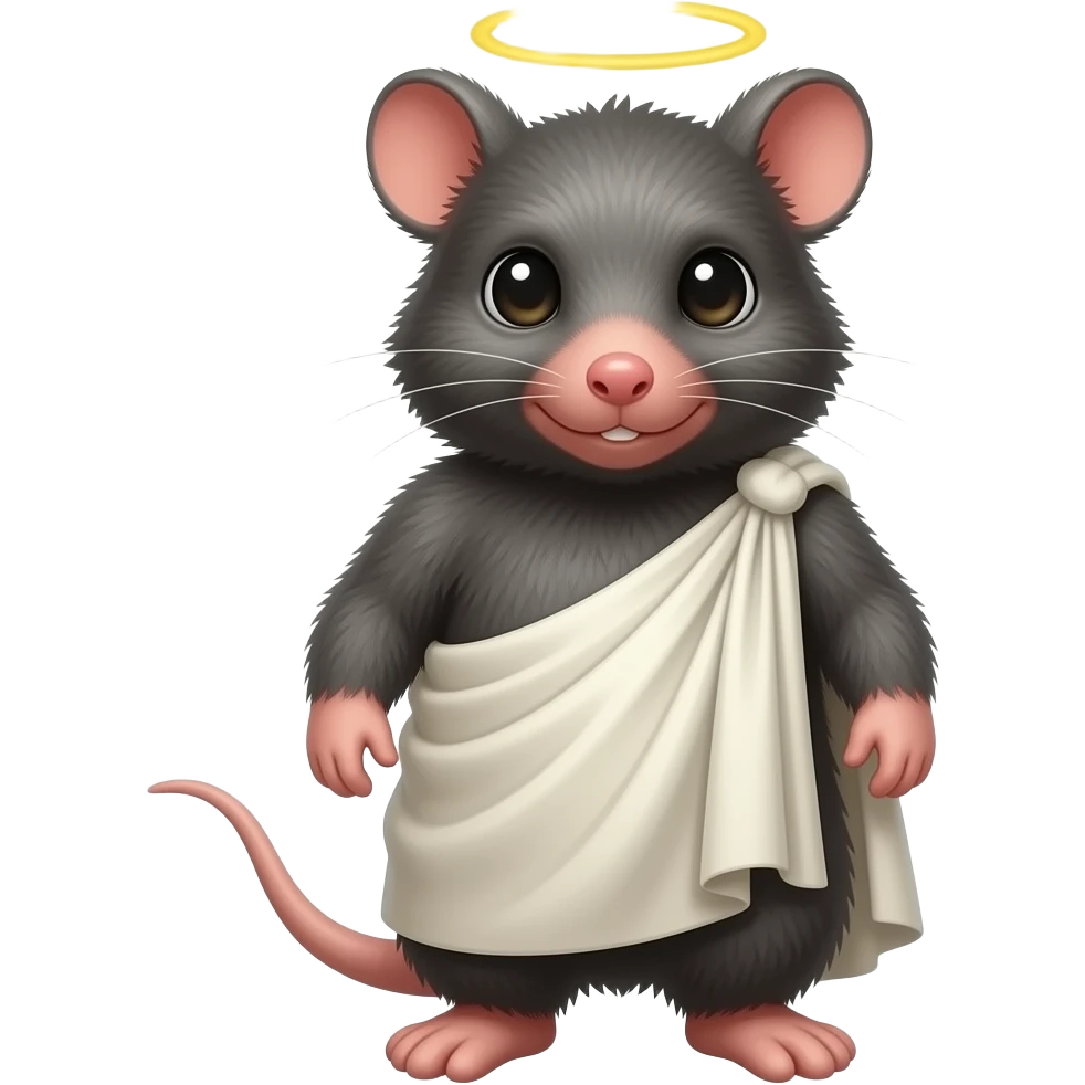 mole with a halo and toga and no eyes emoji