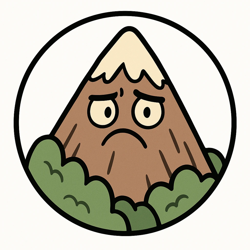 little alchemy style icon
subject: mountain
border: medium-black
shape: round, circular
background: white
style: full color fill with medium black outlining emoji