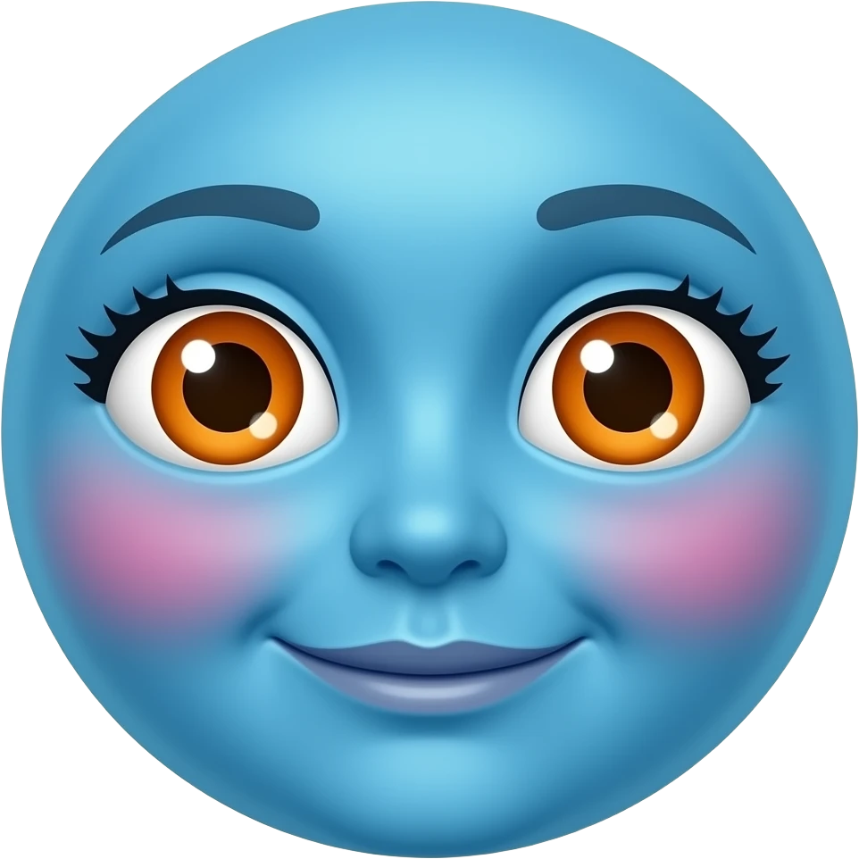 높은색상. 파란색 얼굴의 붉은색 홍조 큰 눈 오렌지색 동공 이모티콘 emoji
