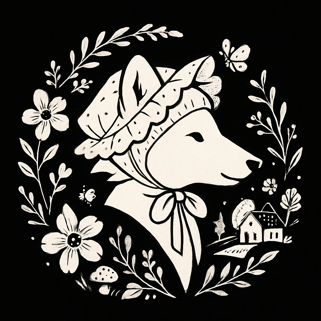 Give the Overwolf logo a cute cottagecore makeover, while maintaining the black and white aesthetic emoji