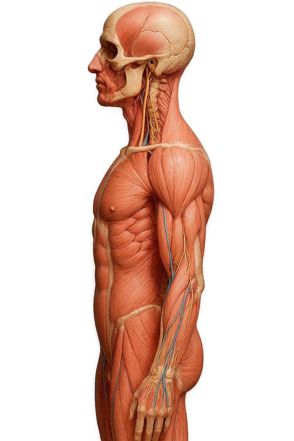 corpo umano anatomico di profilo realistico con schiena piatta, iperrealistico 4k emoji