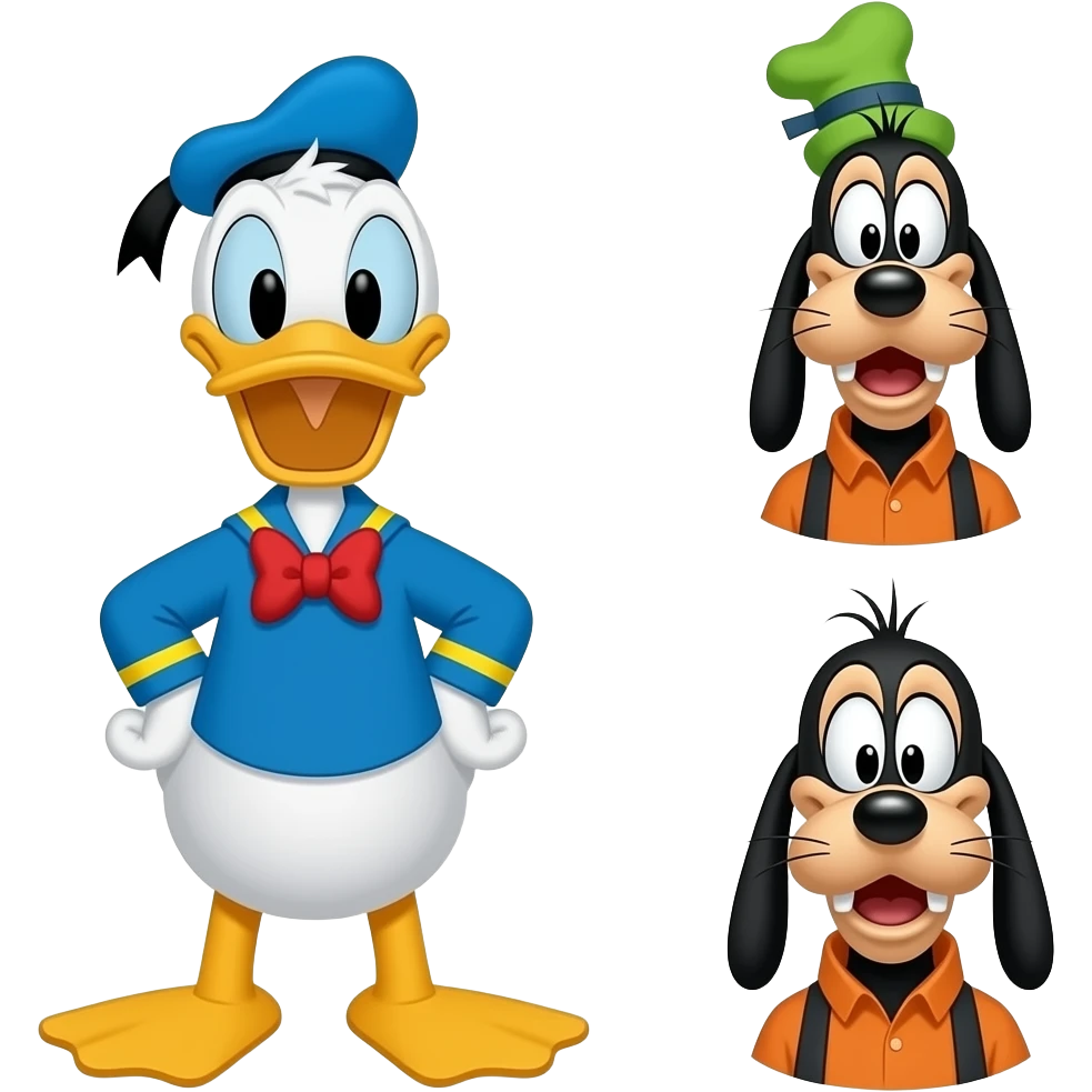 mouse Donald Duck and goofy emoji