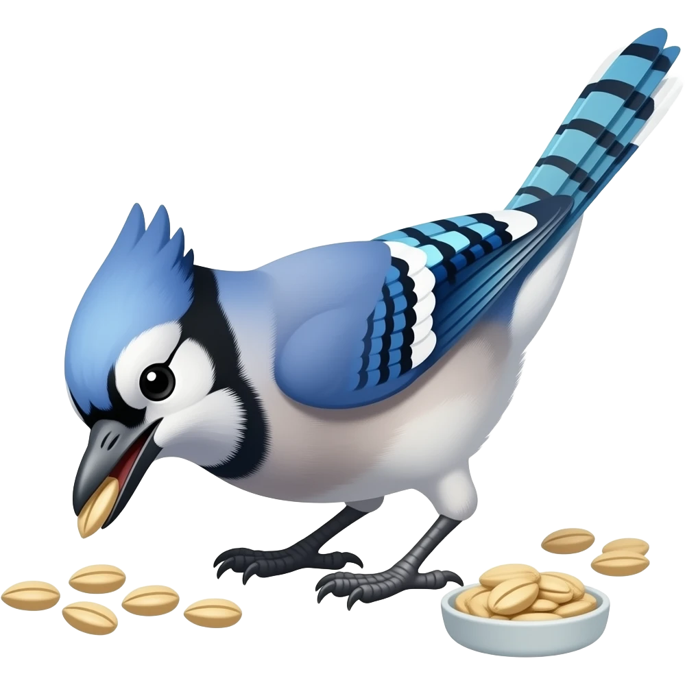 A blue Jay 2d cartoon pecking seeds emoji