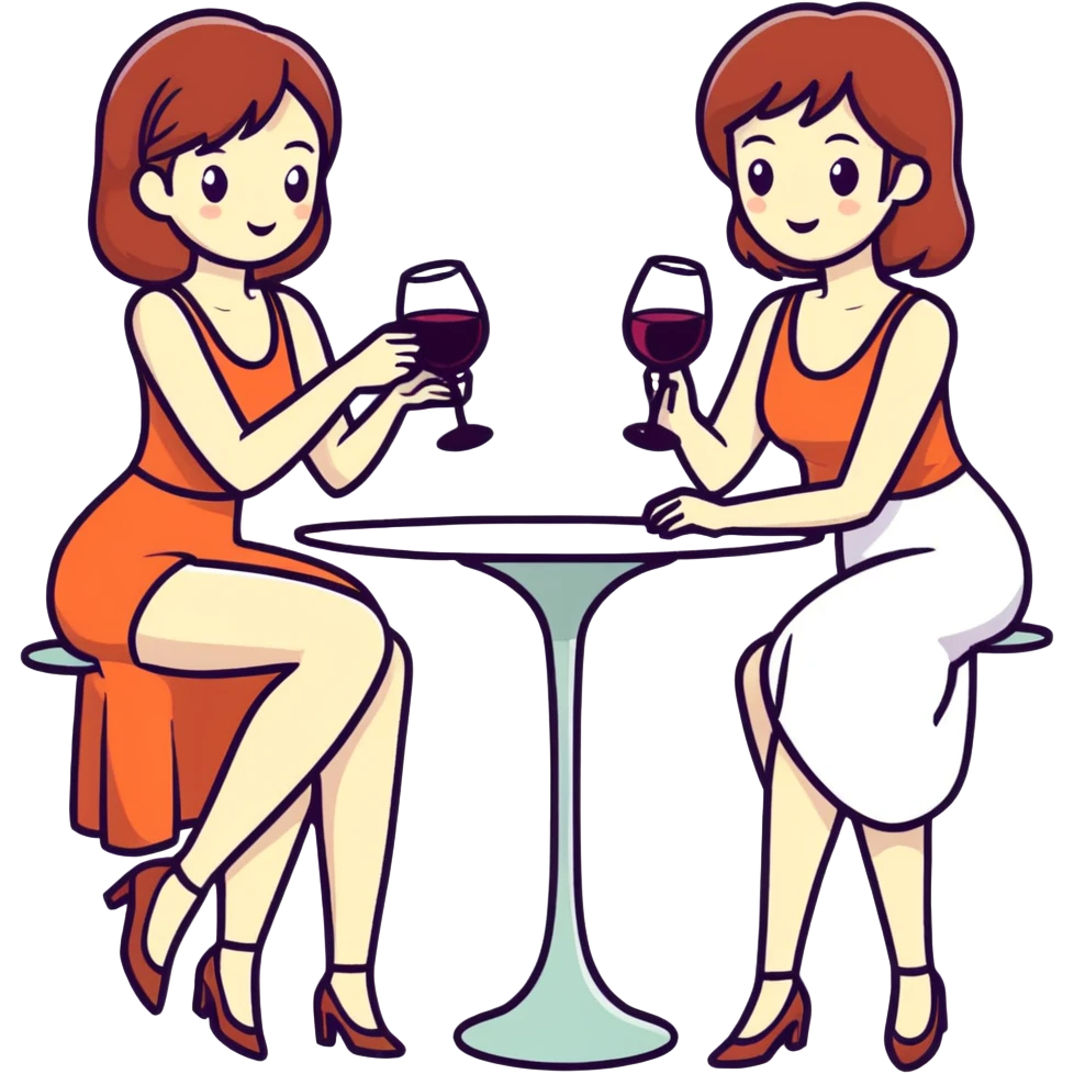 Ladies drinking wine emoji