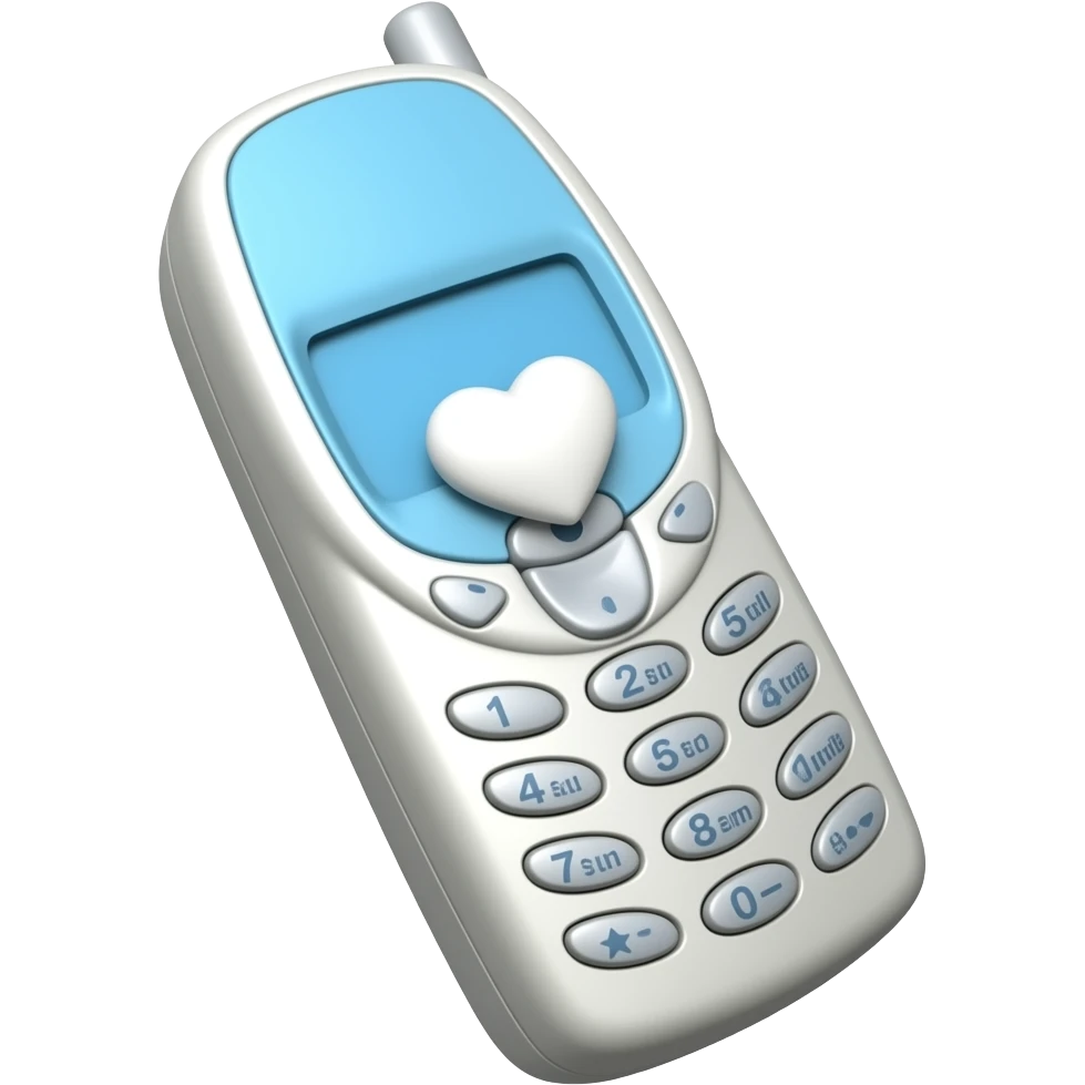 Pastel retro cell phone with white heart emoji