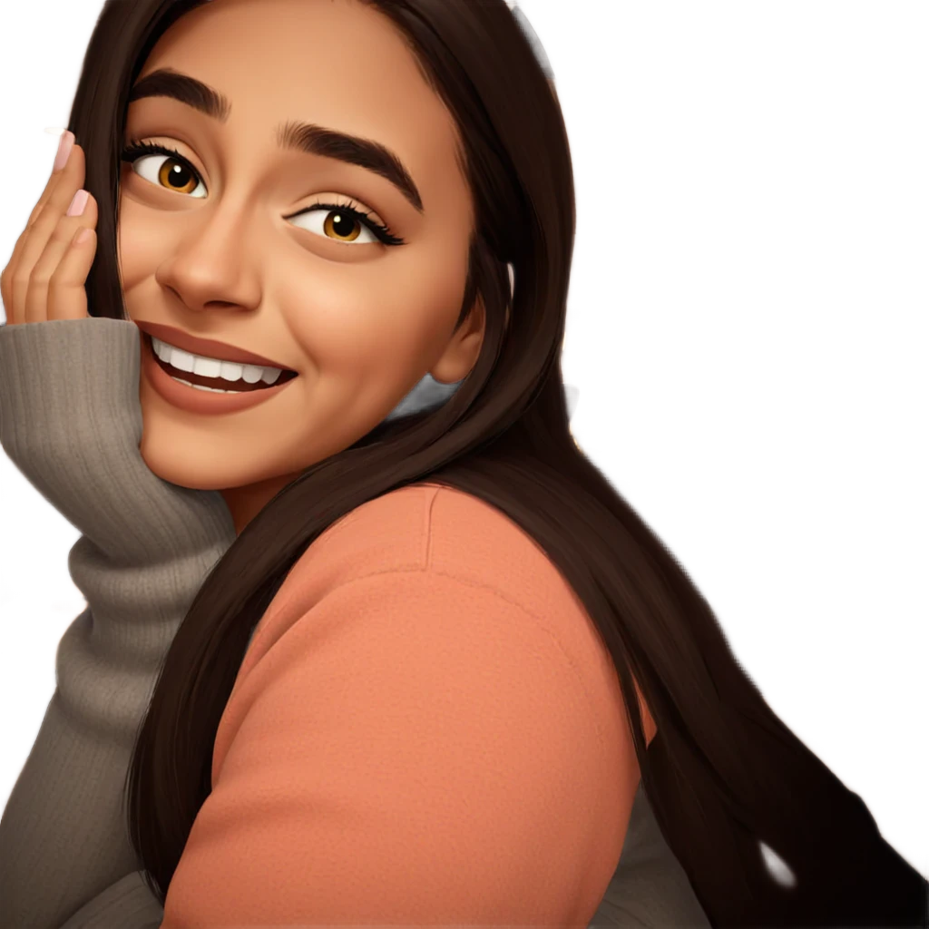 smiling girl in cozy sweater emoji