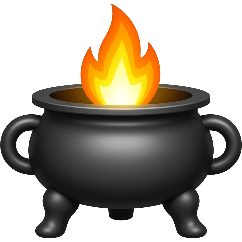Ancient black simple brazier with clear lit flame emoji