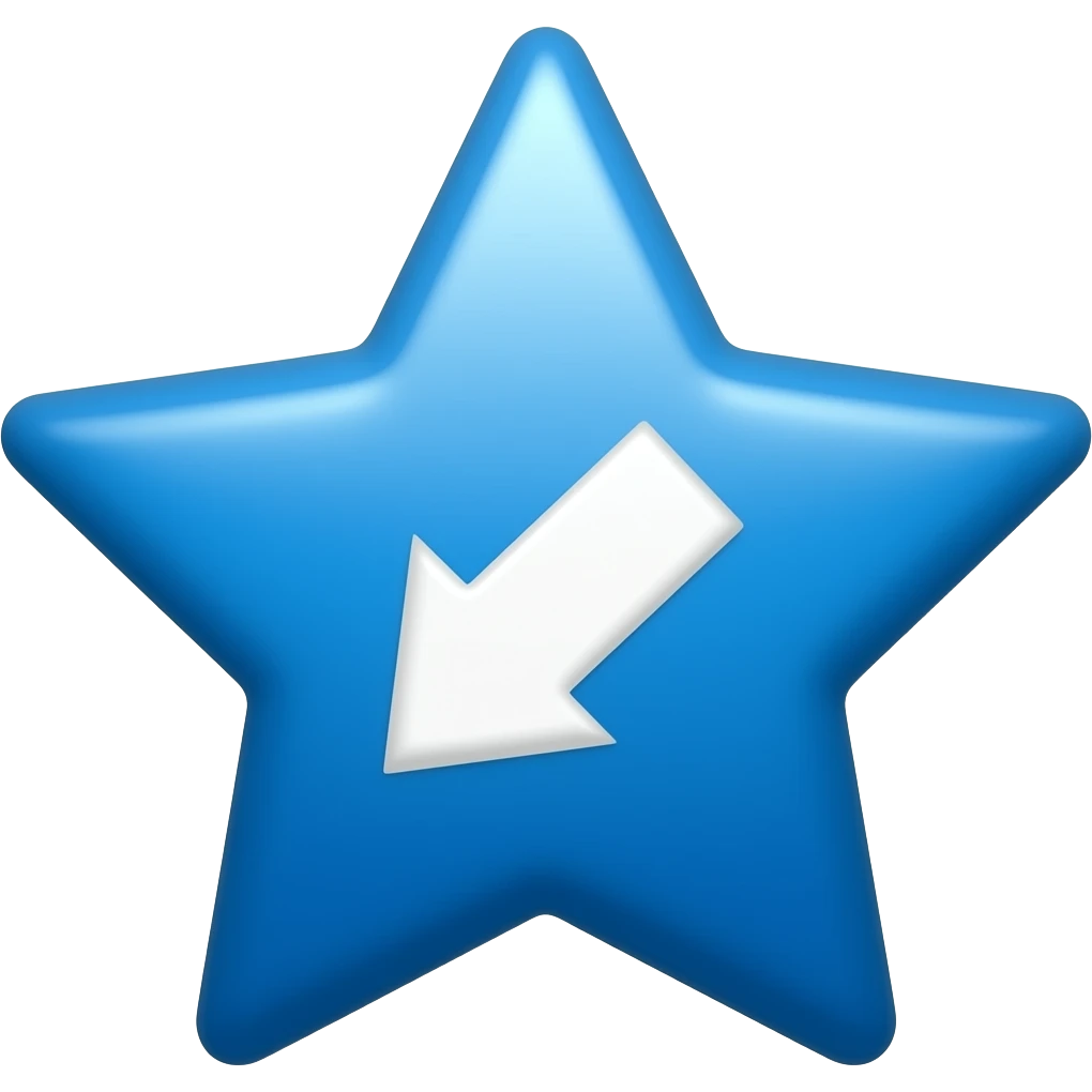 Asme una estrella azul y gorda con una flecha correcto qué este en el centro de la estrella y que sea blanca emoji