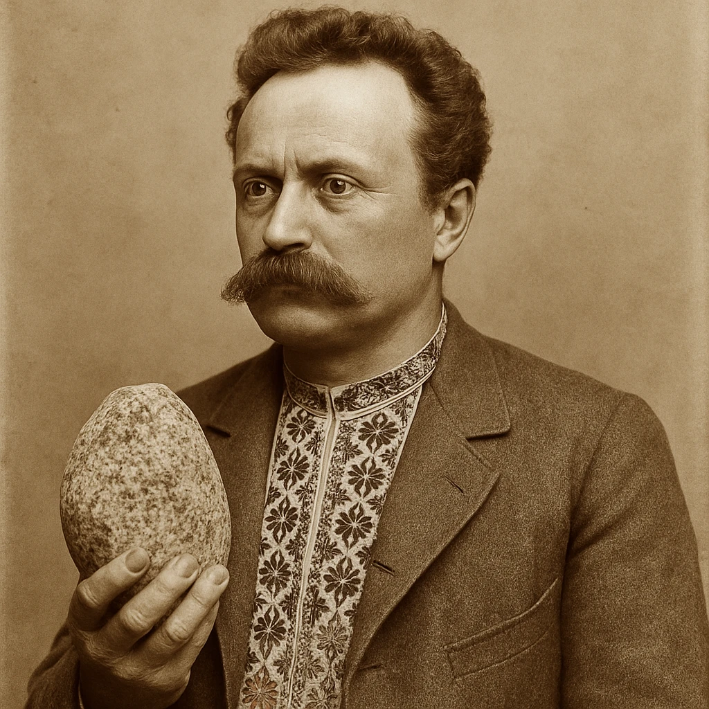 holds a granite stone in his hand emoji