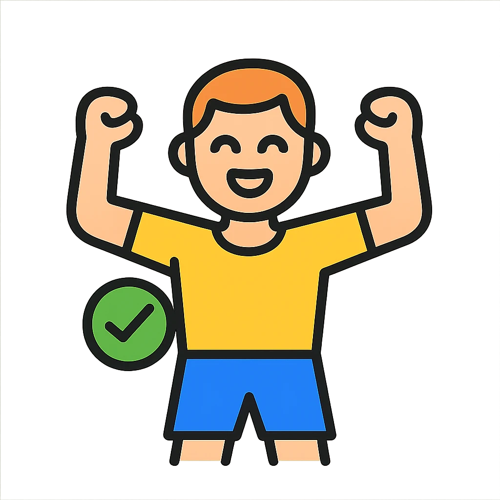 a healthy person, joyful and fit, colorful outlined style emoji