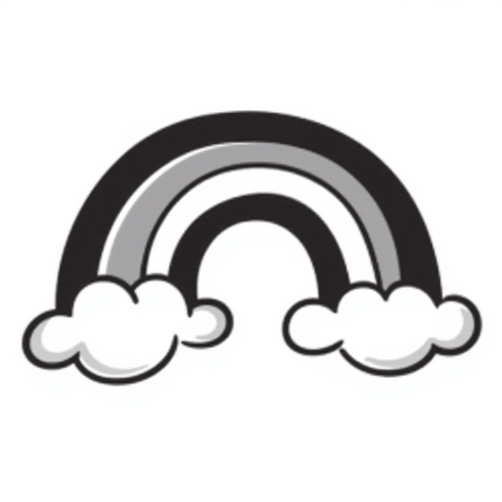 hand drawn doodle rainbow with clouds and accents emoji