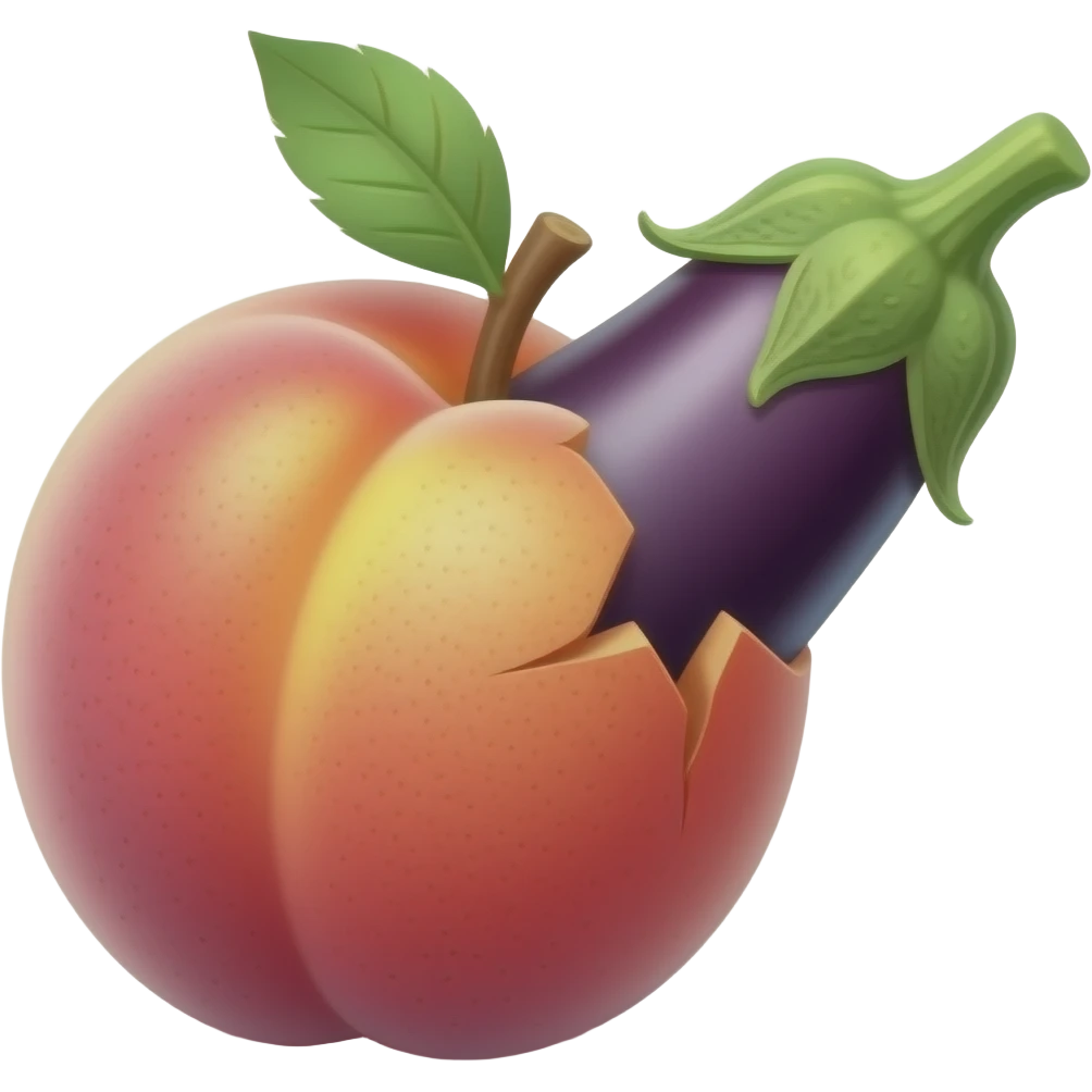 make the tip of the eggplant touch the crack of the peach emoji