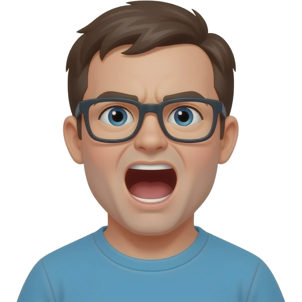 Guy with down syndrome yelling emoji