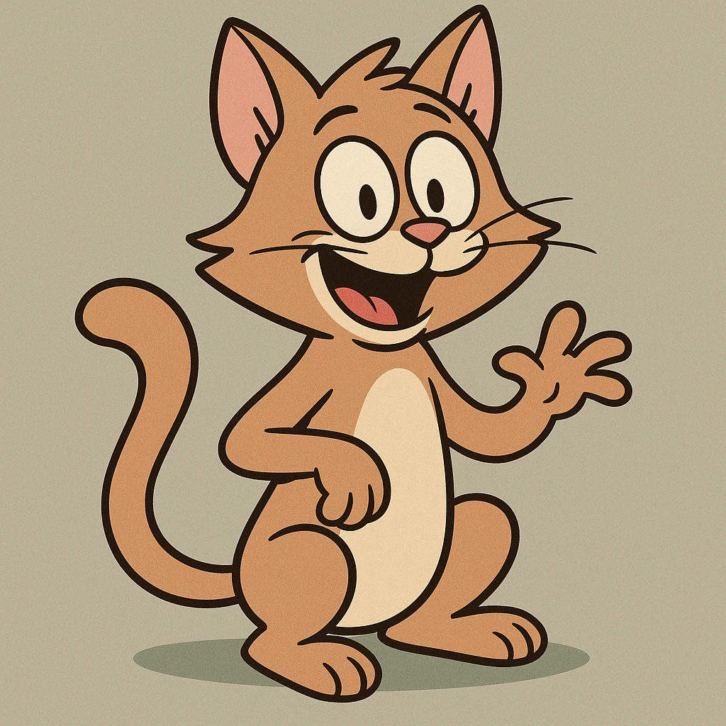 cartoon cat, playful, exaggerated features emoji
