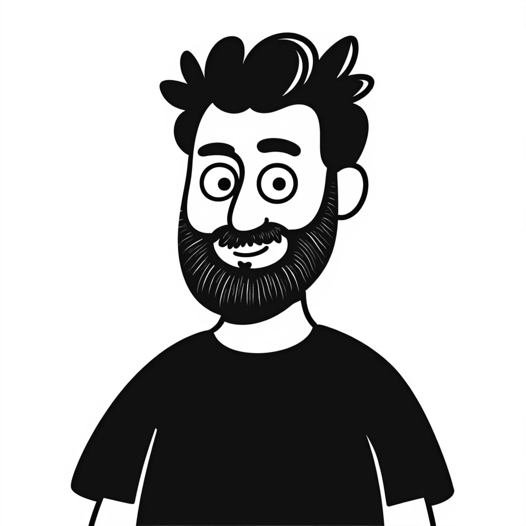 hand-drawn doodle style man with beard and spiky hairstyle emoji