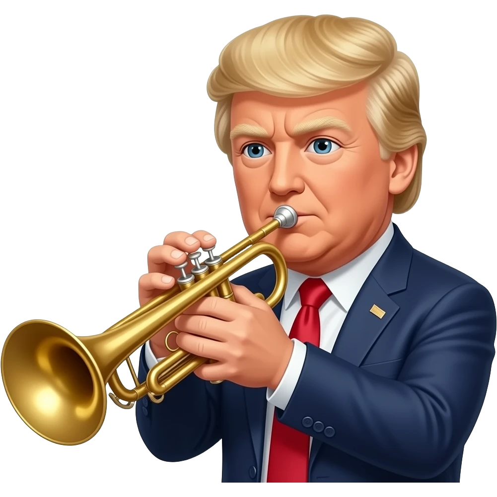 creaa donald trump siendo una trompeta tocando una trompeta emoji