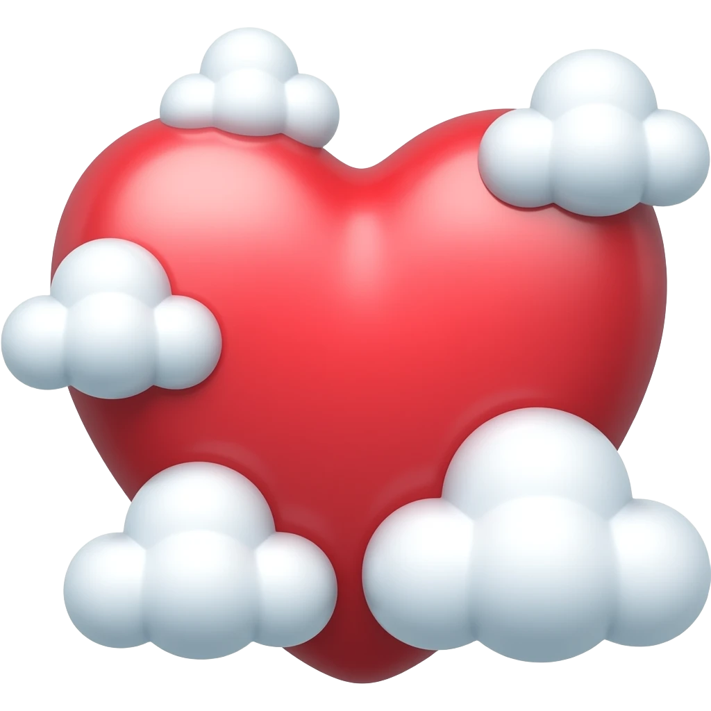 Cœur avec des nuages autour emoji