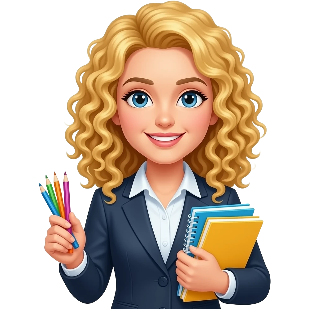 blonde tight curly hair with office supplies emoji