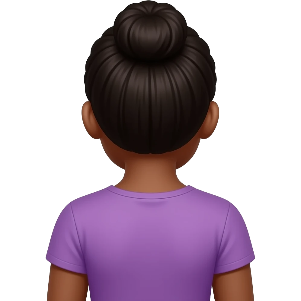 Brown tone emoji purple shirt turned around to see the back of her head emoji