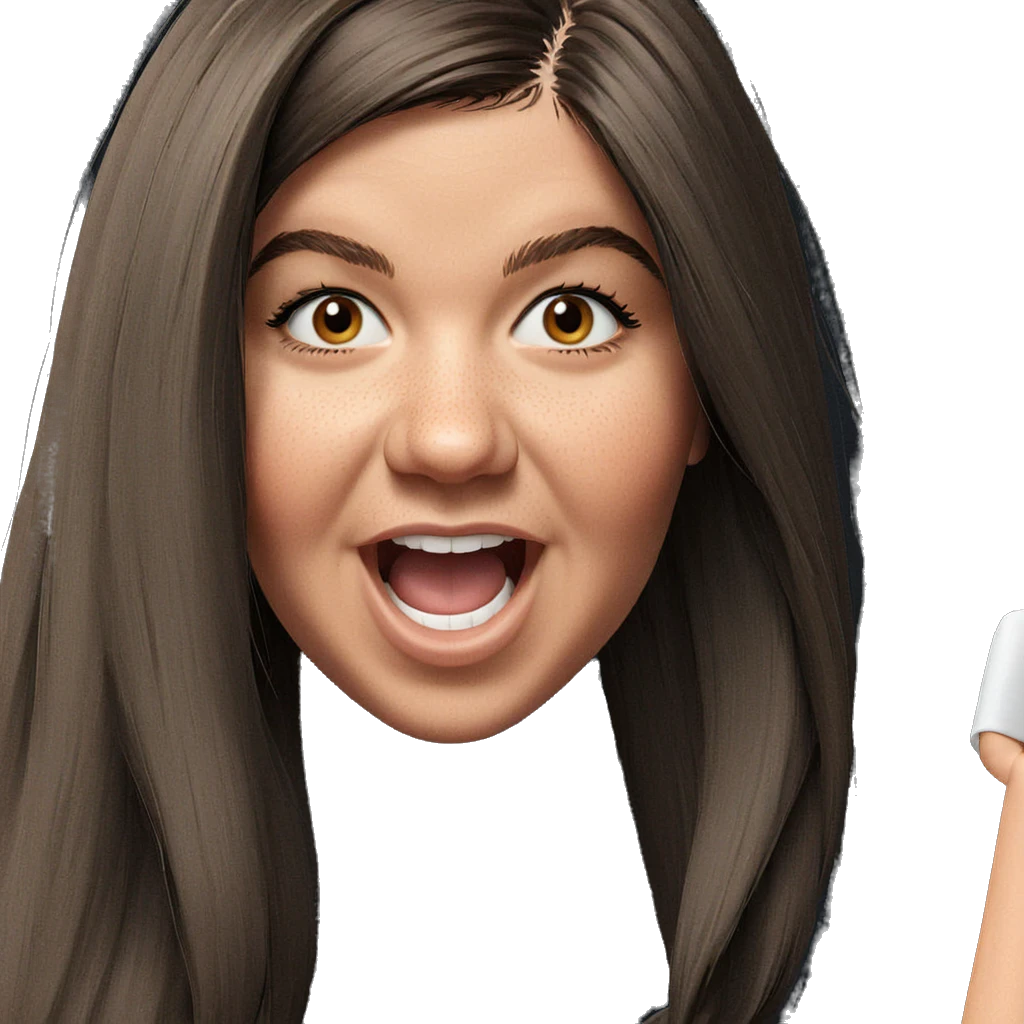 girl with brown hair smiling emoji