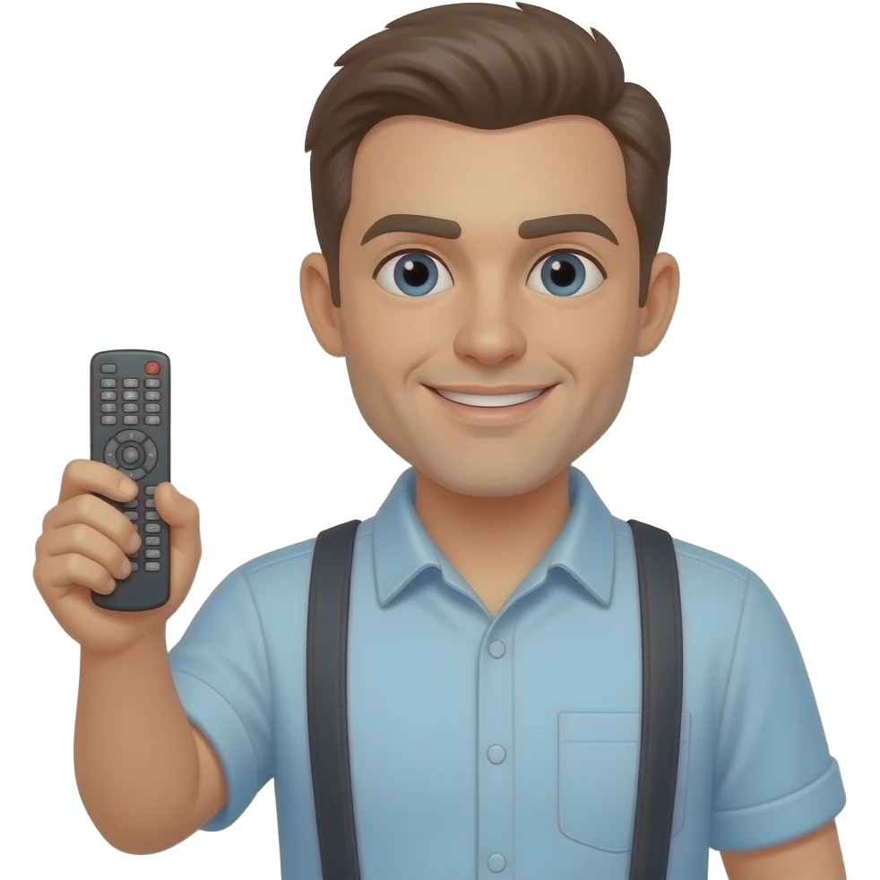 a man standing holding a remote control emoji