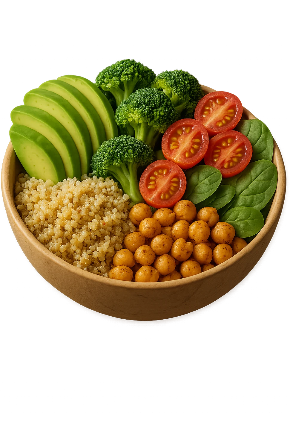 bowl di cibo sano fluttua in aria, iperrealistico 4k emoji