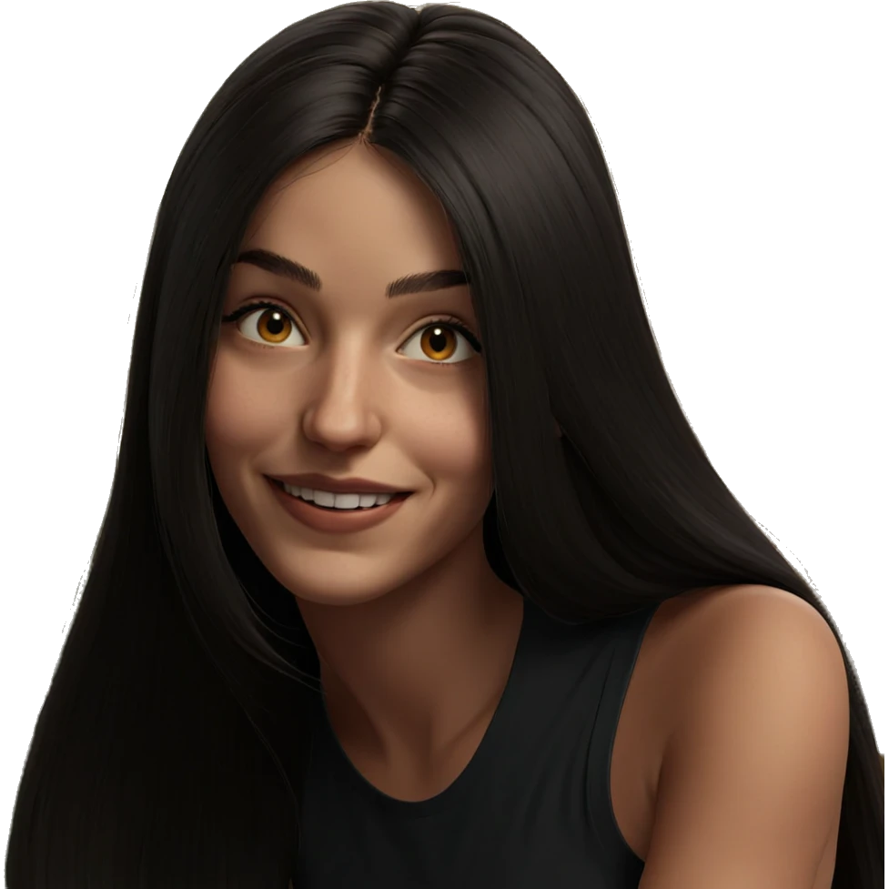 smiling girl with long hair emoji