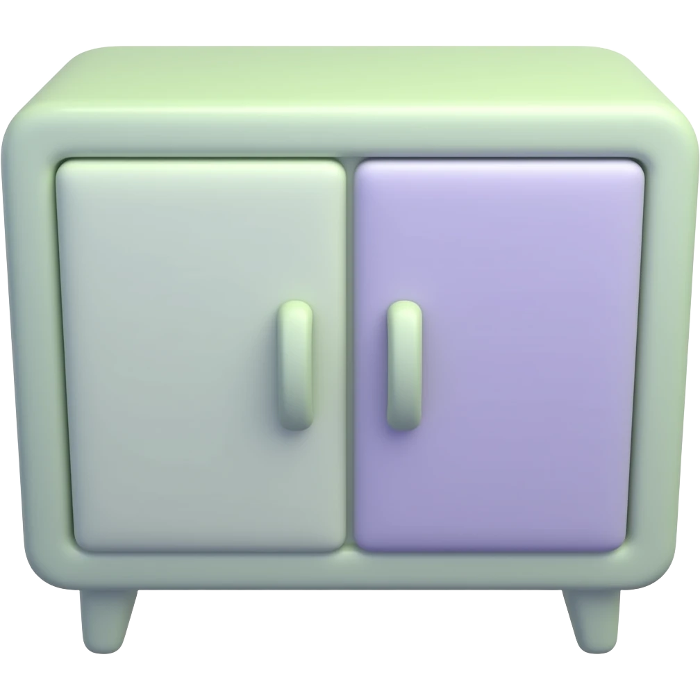 soft green purple living room cabinet , transparent background inspired by barbie colour pallete emoji