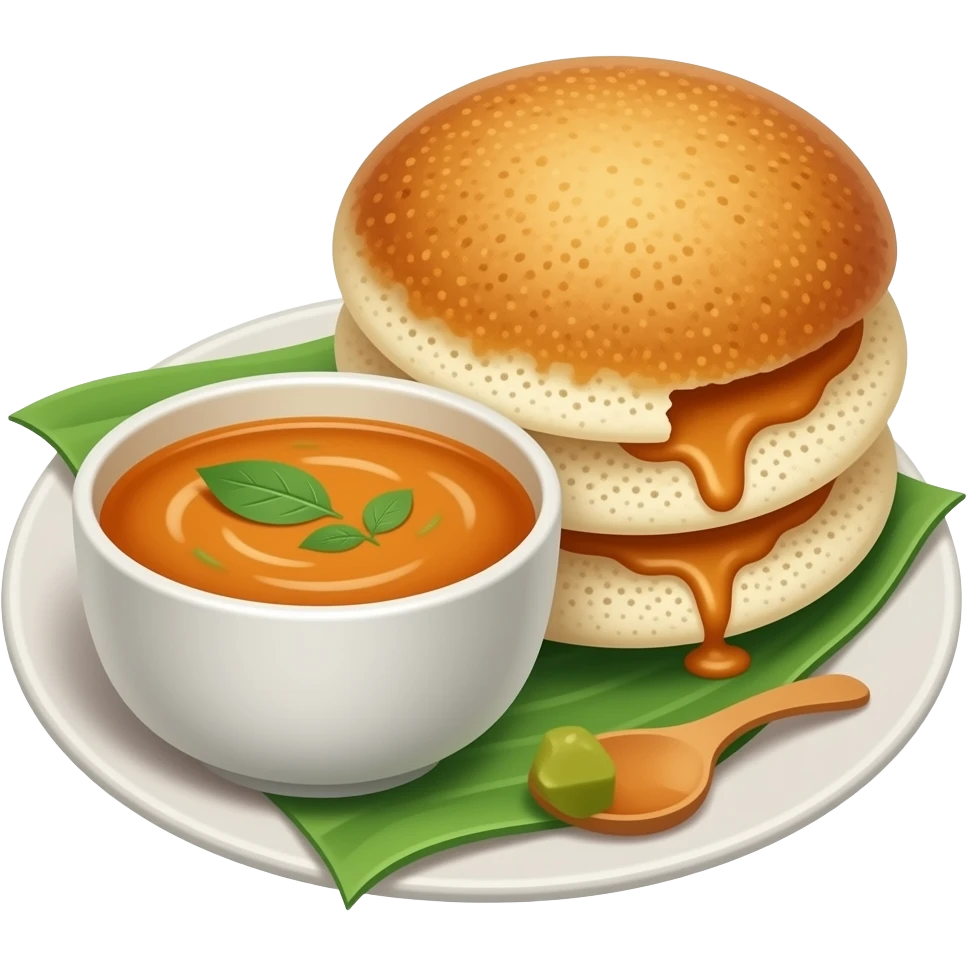 Idli with sambar and chatney emoji