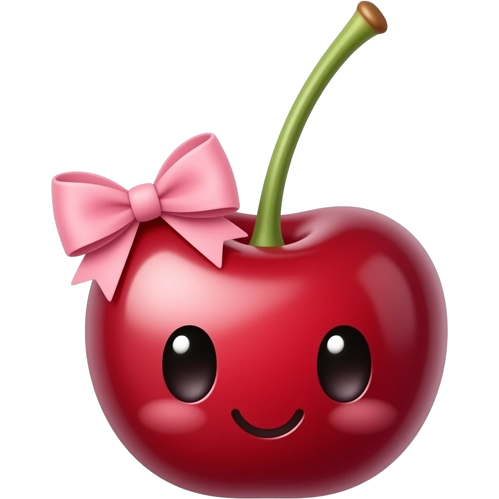 A cherry with a bow pink bow cute emoji
