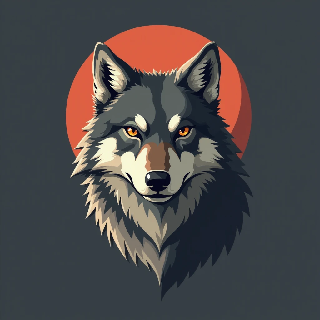Flat design style wolf emoji