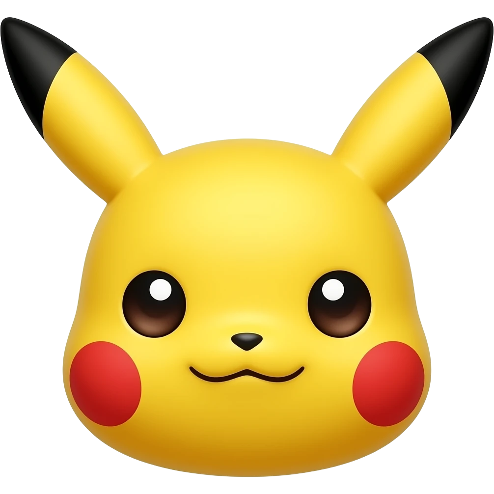 Only pikachu red cheeks and black eyes and one small smile no face only cheeks, eyes, small smile emoji