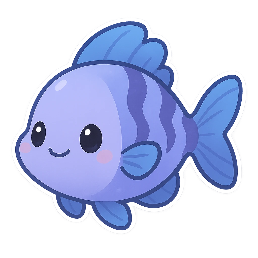 一只可爱的蓝紫色热带鱼 emoji