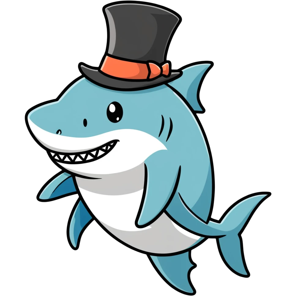 Shark with a top hat emoji