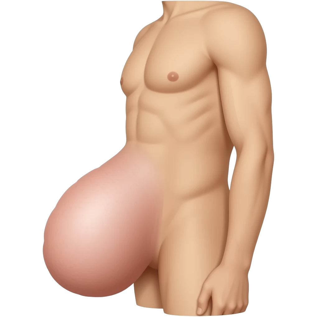A naked man with a huge penis between his legs emoji