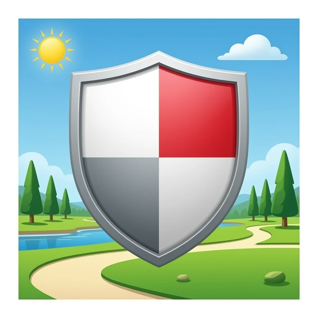 Skin city country club, shield, silver, and red emoji